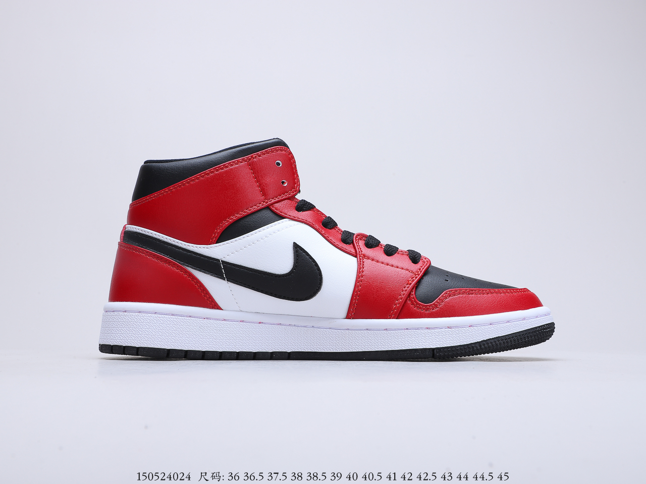 220  Air Jordan 1 Mid 将芝加哥与黑脚趾元素融合 Air Jordan 1 Mid “Chicago Black Toe”  货号：554724-069