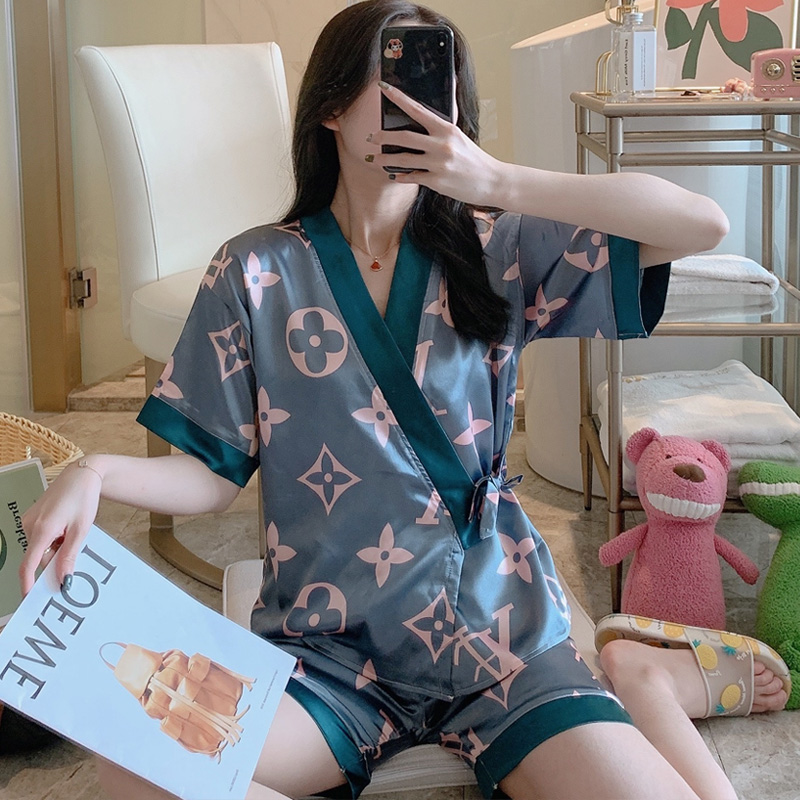 6590lv满印短袖斜领家居服睡衣两件套装(上衣 裤子),一件好的睡