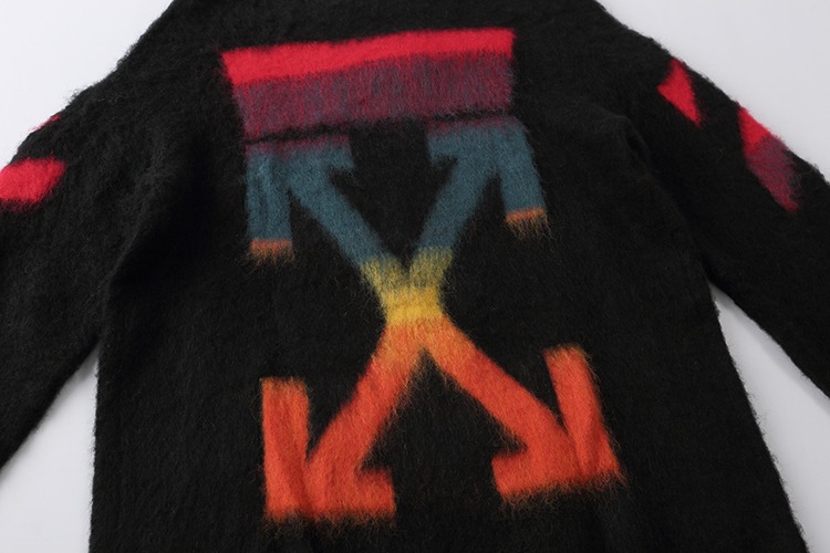 2020FW Black Seahorse Hair Sweater with Striped Arrowheads and Loose Fit Partner Sweaters - 图片 7