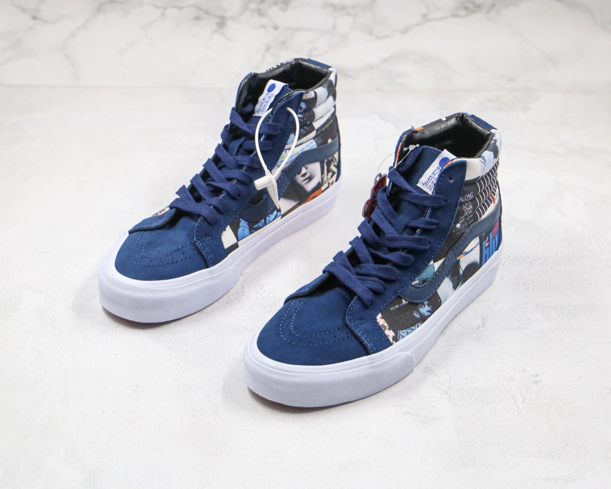 180 蓝盒 万斯VANS DQM 高帮 蓝色 涂鸦 人像 印花 三方联名 蓝色图案