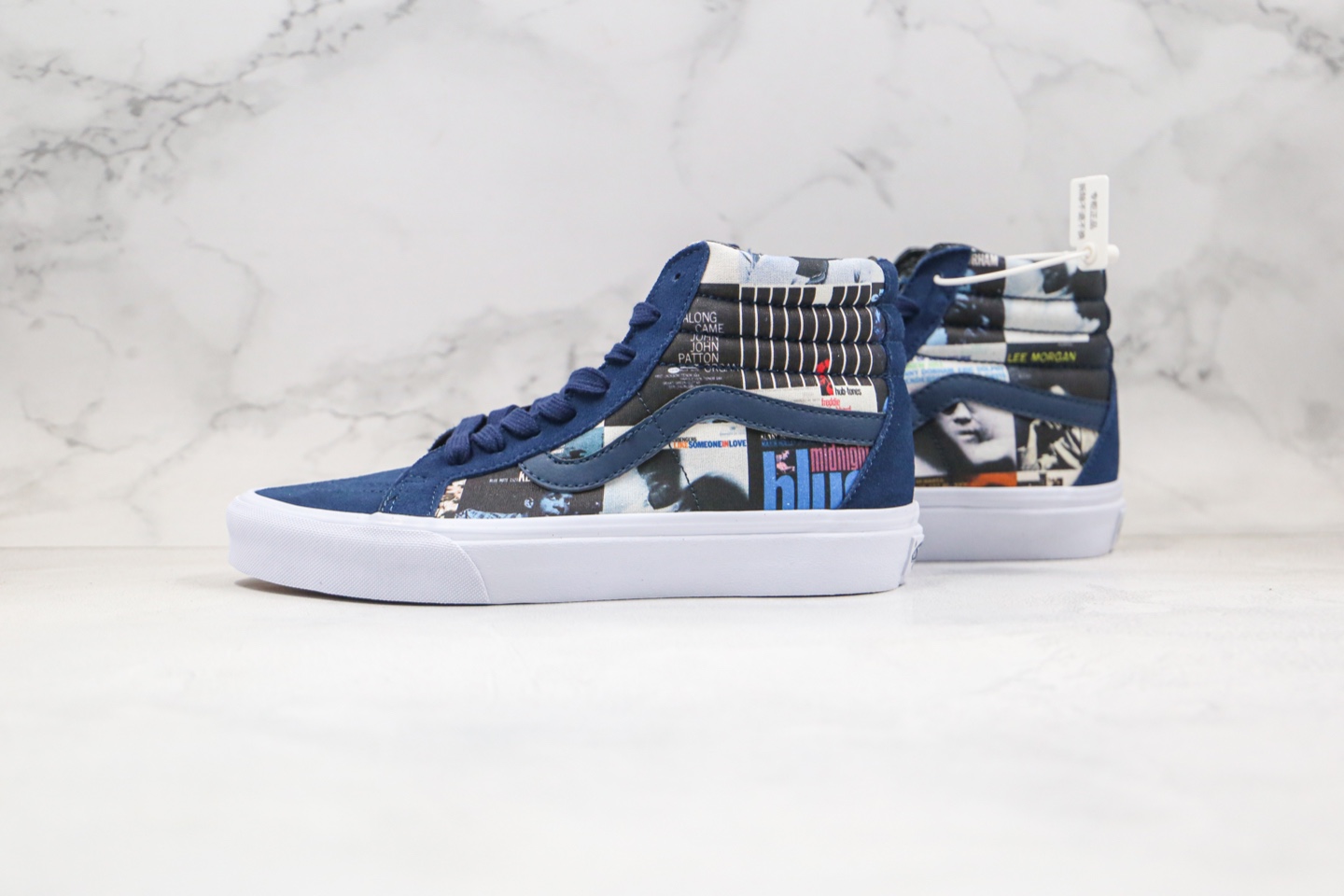 180 蓝盒 万斯VANS DQM 高帮 蓝色 涂鸦 人像 印花 三方联名 蓝色图案