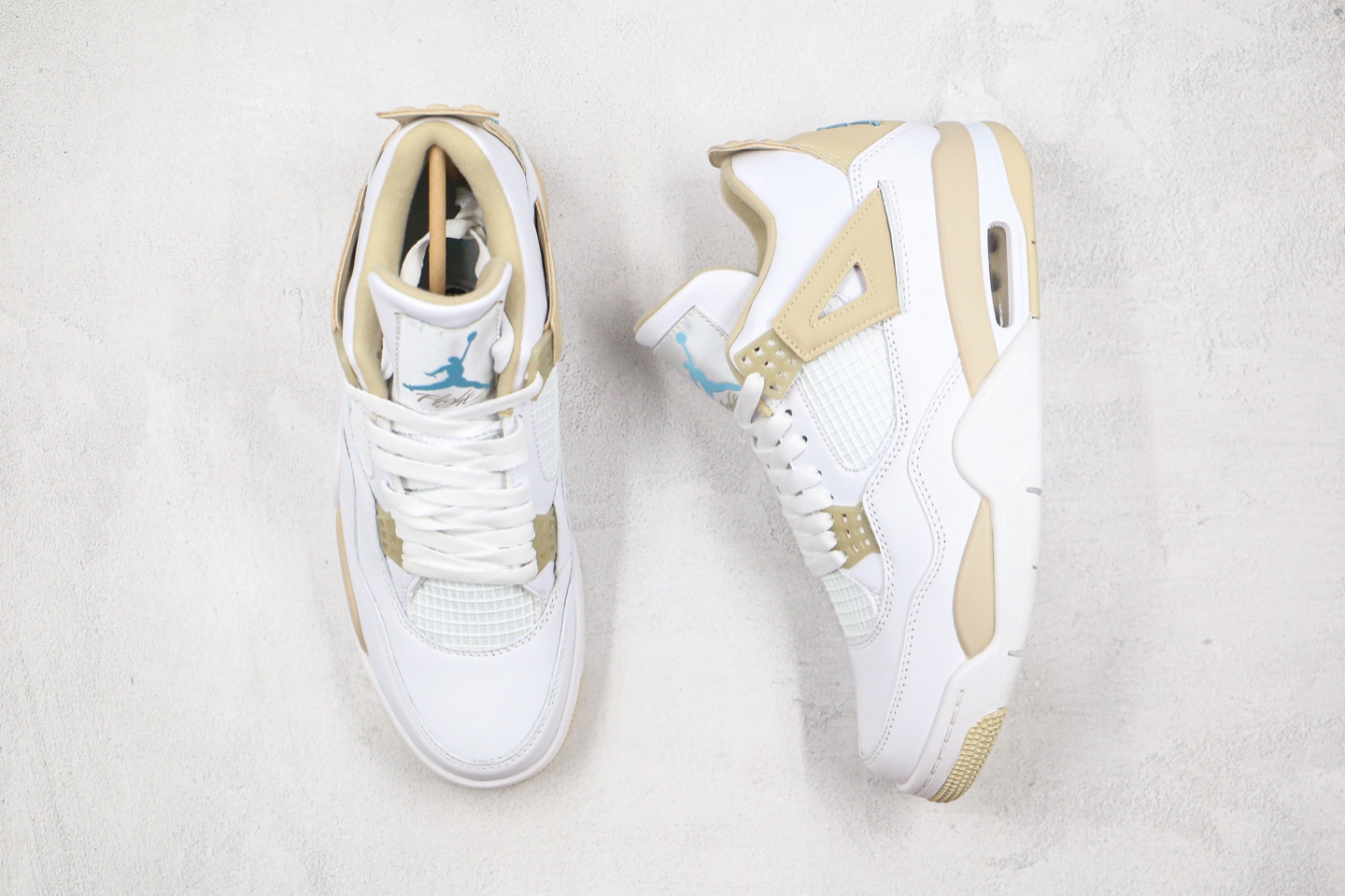 360 公司级 乔丹 AJ4 白卡其色 Air Jordan 4 Retro Linen AJ4 白金 487724-118