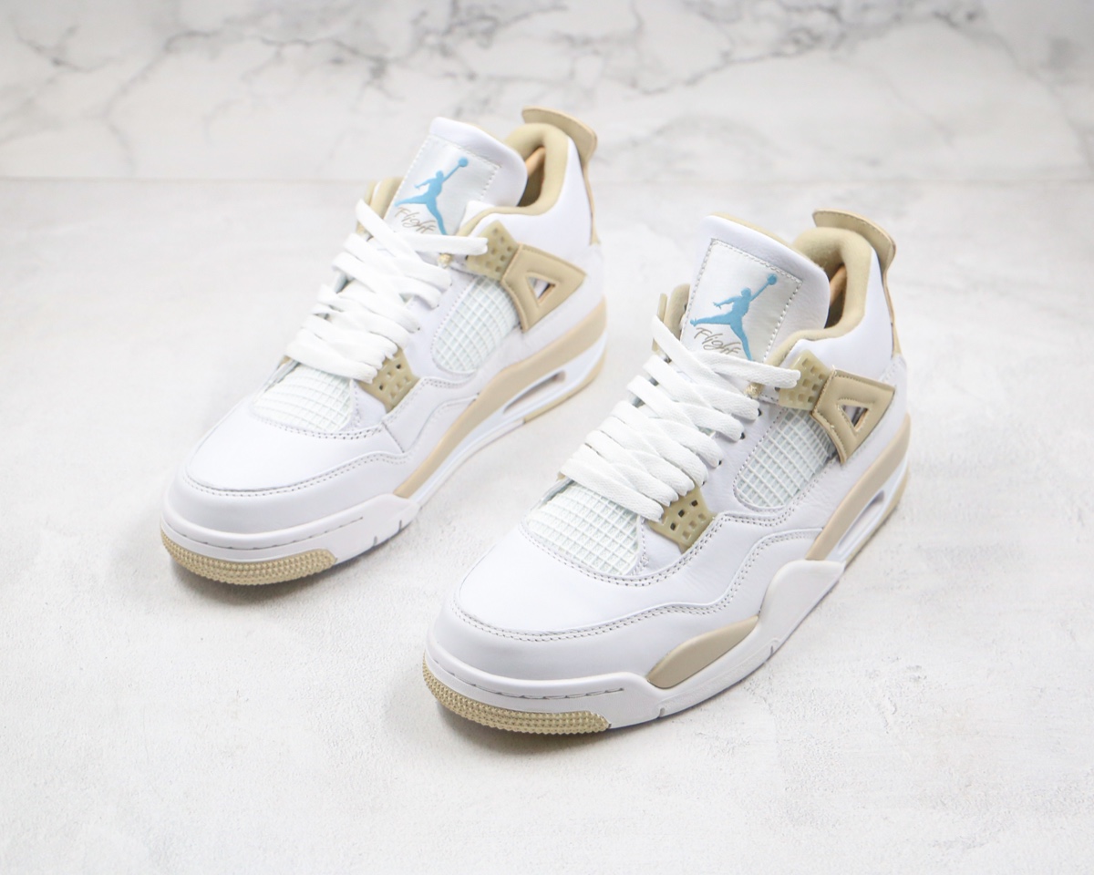 360 公司级 乔丹 AJ4 白卡其色 Air Jordan 4 Retro Linen AJ4 白金 487724-118