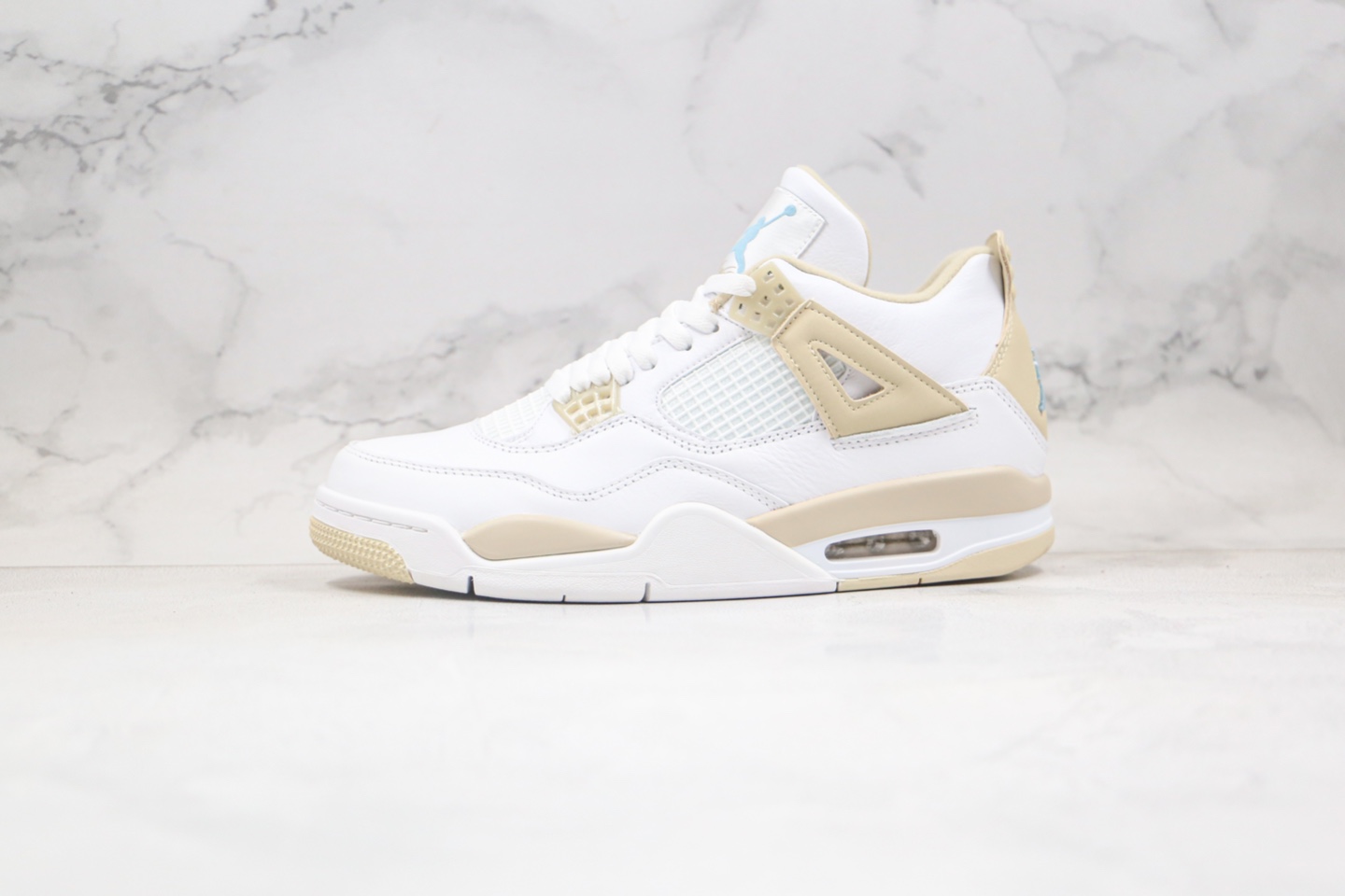 360 公司级 乔丹 AJ4 白卡其色 Air Jordan 4 Retro Linen AJ4 白金 487724-118