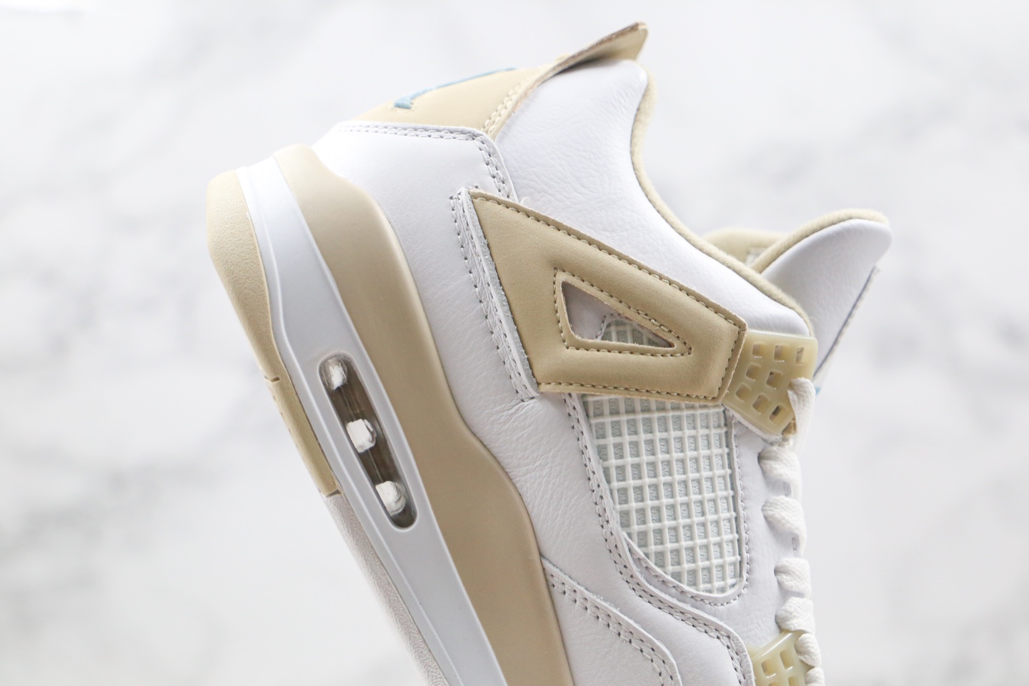 360 公司级 乔丹 AJ4 白卡其色 Air Jordan 4 Retro Linen AJ4 白金 487724-118