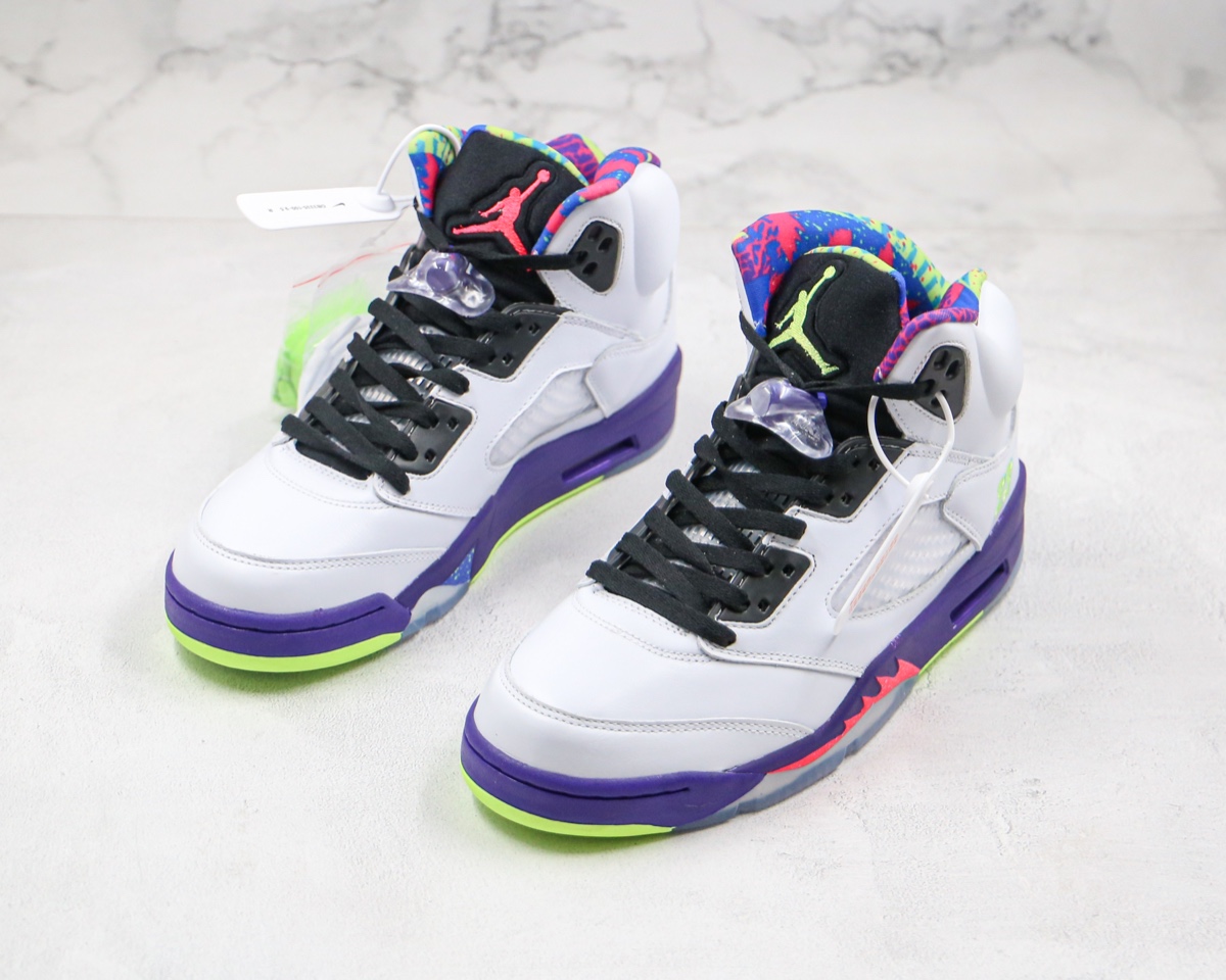 420 公司级 乔丹 AJ5 白紫绿色 Air Jordan 5 “Alternate Bel-Air”新鲜王子DB3335-100 ize ：40-47.5（带半码）