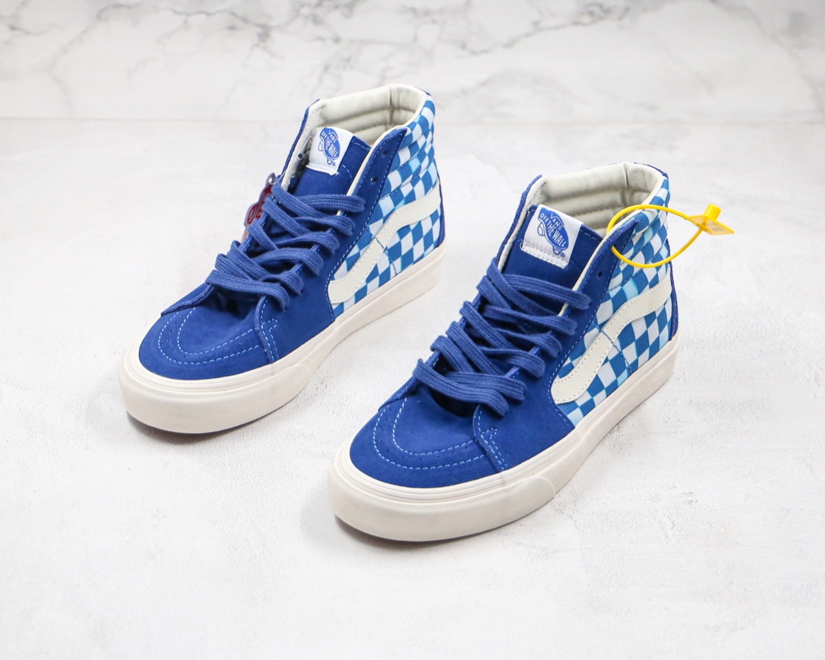 160 万斯 Vans 高帮 模糊 格子 宝蓝色 渐变蓝色 棋盘格子 经典配色 宝蓝 Vans Sk8-Hi 万斯宝蓝色”模糊棋盘格”高帮GZ809