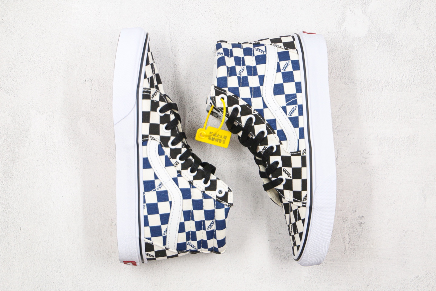 150 万斯 VANS 高帮 拼接 黑蓝色 logo 字母 棋盘格子 Sk8-Hi SX56