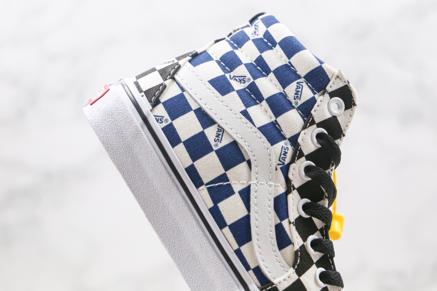 150 万斯 VANS 高帮 拼接 黑蓝色 logo 字母 棋盘格子 Sk8-Hi SX56