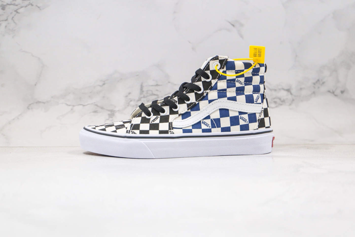 150 万斯 VANS 高帮 拼接 黑蓝色 logo 字母 棋盘格子 Sk8-Hi SX56