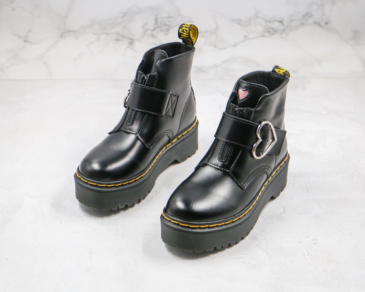 200 爱心扣 魔术贴 拉链 厚底 黑色 高帮 DR 马丁靴Dr.martens 马丁靴