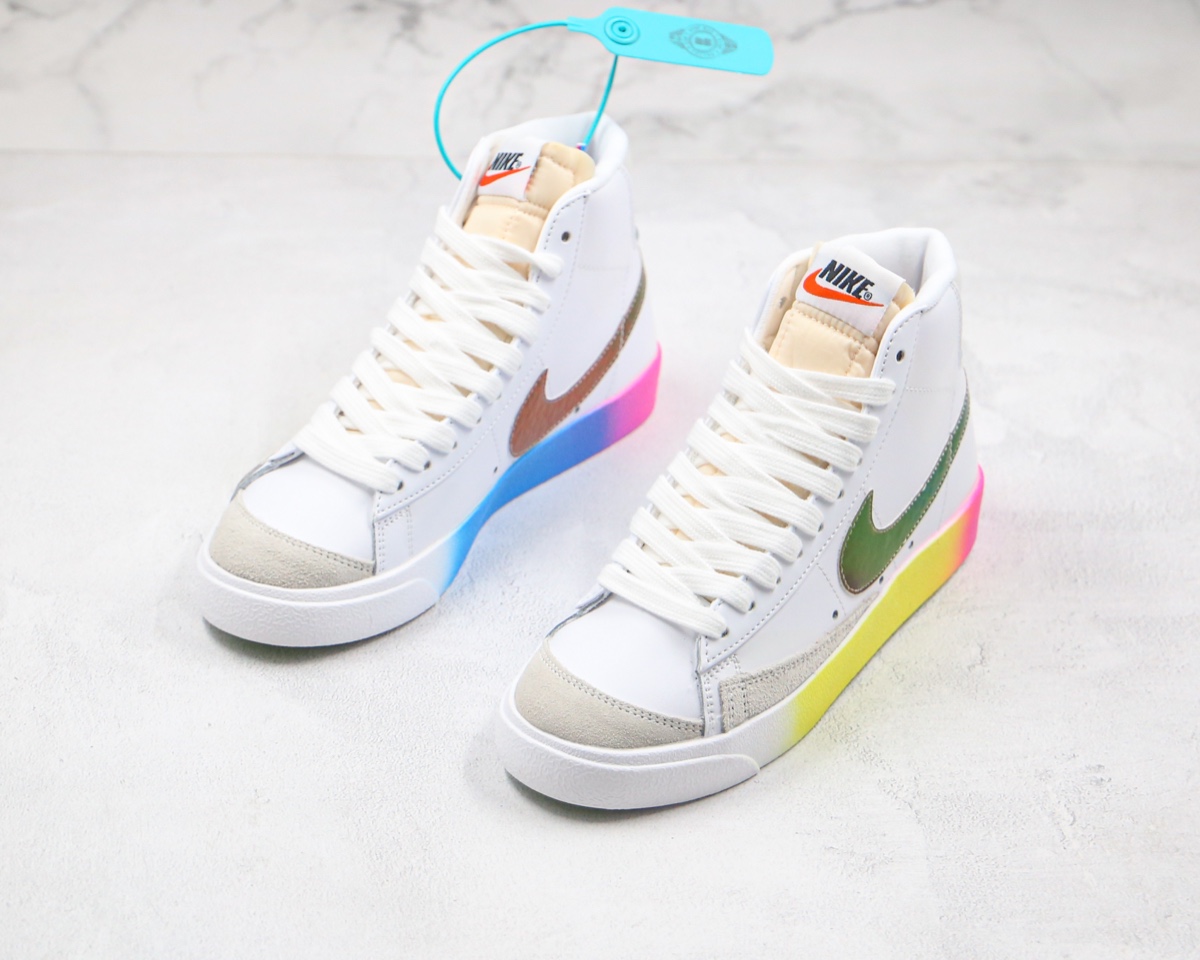 180 夜光 公司级 开拓者 白彩虹 炫彩 新款高帮 Nike Blazer货号：CZ8653-136