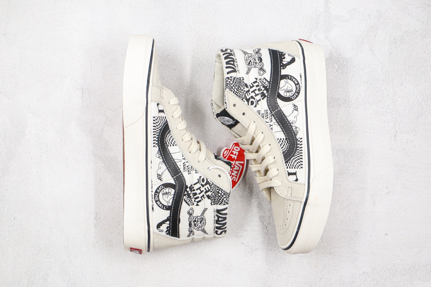 160 VANS 范斯SK8-新款黑白/原色高帮复古印花涂鸦男女休闲帆布鞋 型号：黑白色HJ08/白灰色HJ07