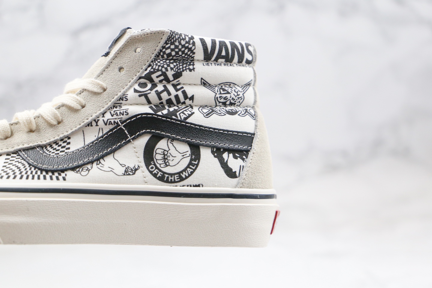 160 VANS 范斯SK8-新款黑白/原色高帮复古印花涂鸦男女休闲帆布鞋 型号：黑白色HJ08/白灰色HJ07