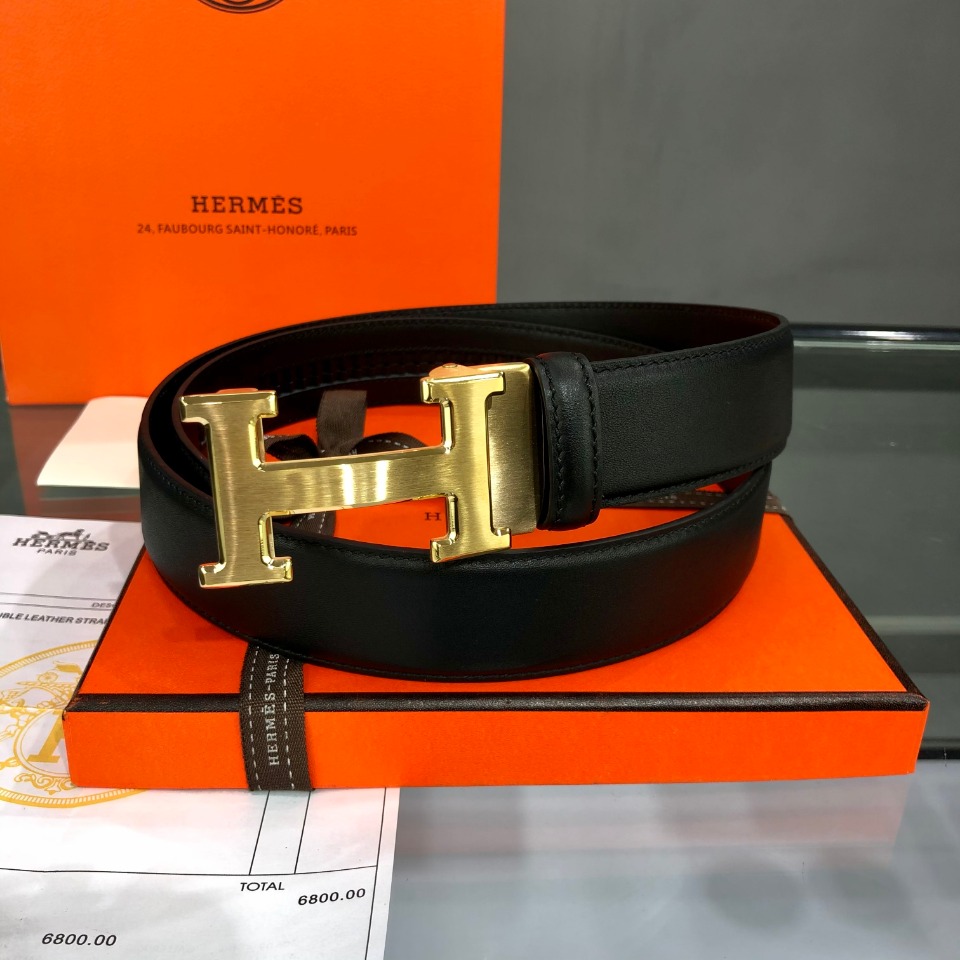 Hermes 35mm Black Leather Belt with H Buckle for Men, Double-Sided 7 o 1em8vdk7lnee15101p7k1da986du