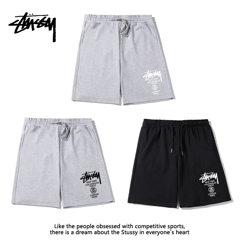 Stussy Clothing Shorts Black Grey White Printing Unisex Cotton