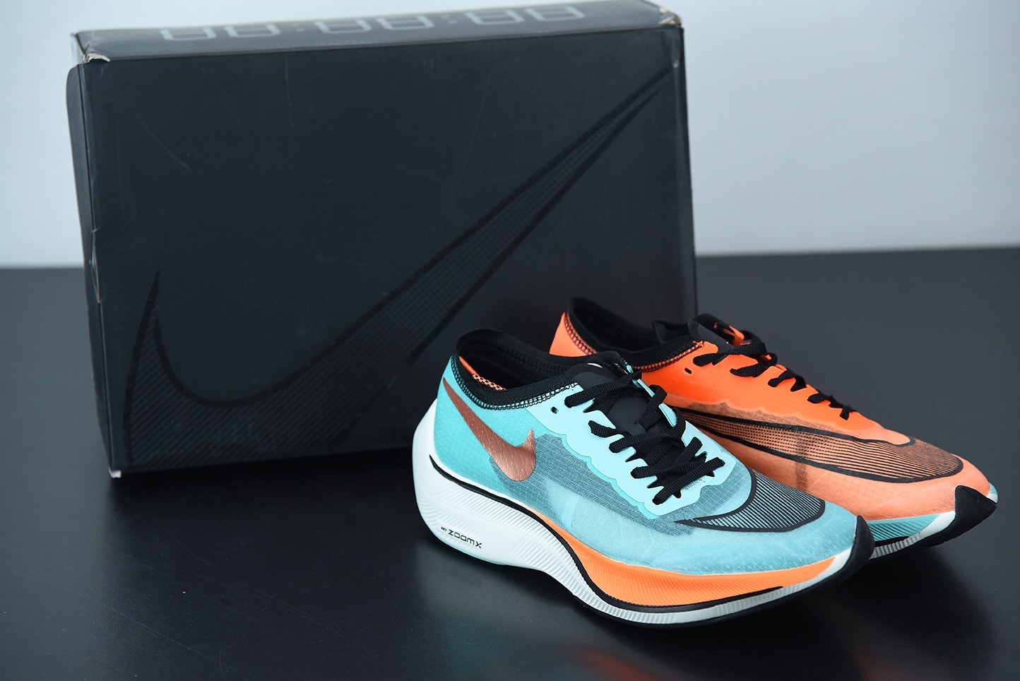 Nk Zoom X Vaporfly Next% 马拉松 半透明 网纱 蓝橙鸳鸯运动鞋 货号：CD4553-300