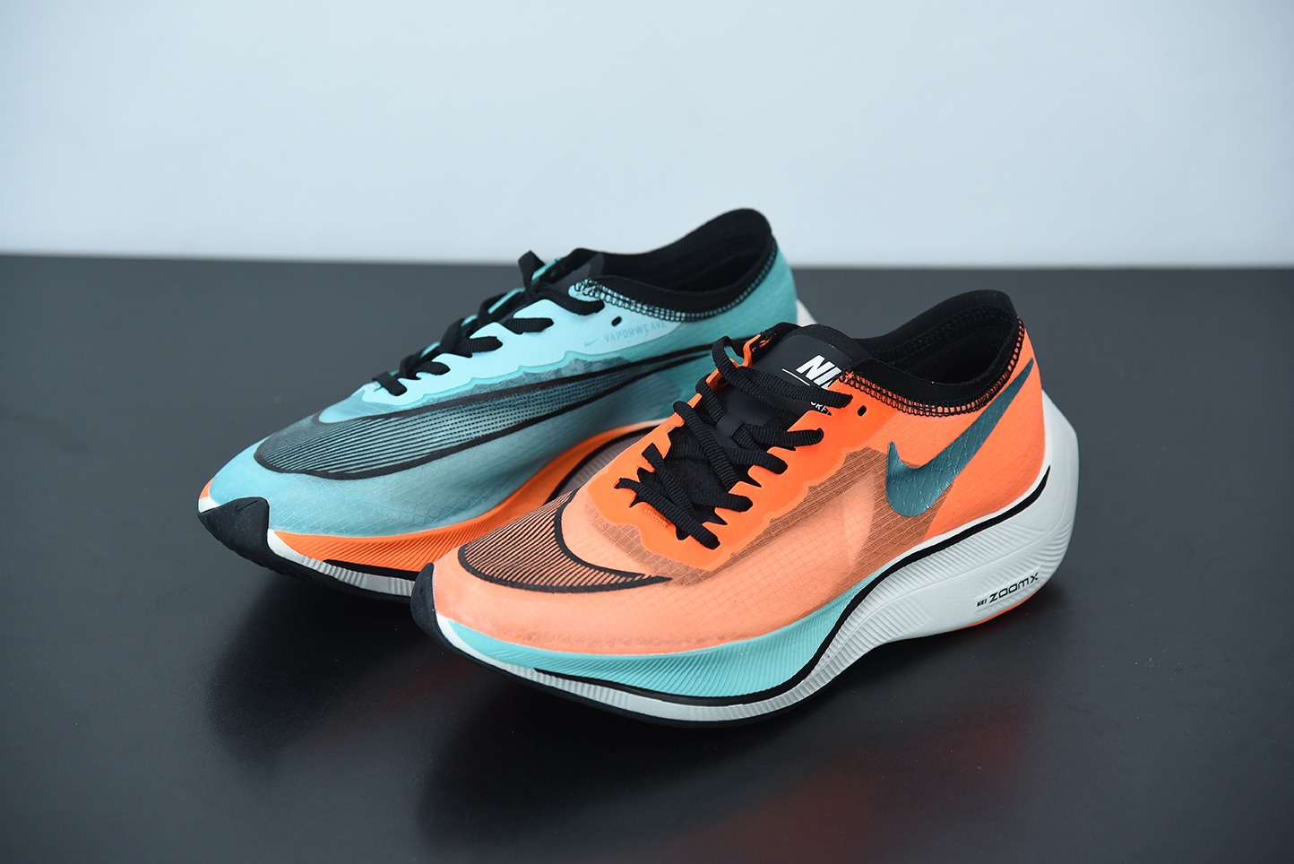 Nk Zoom X Vaporfly Next% 马拉松 半透明 网纱 蓝橙鸳鸯运动鞋 货号：CD4553-300