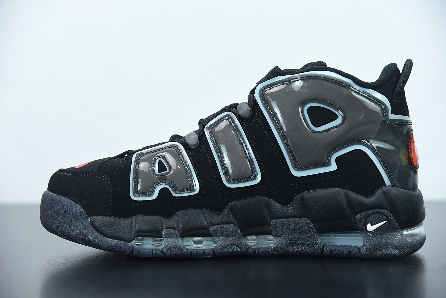 [Air Force Series]AirMoreUptempo leather canopy black and blue tear paperSi