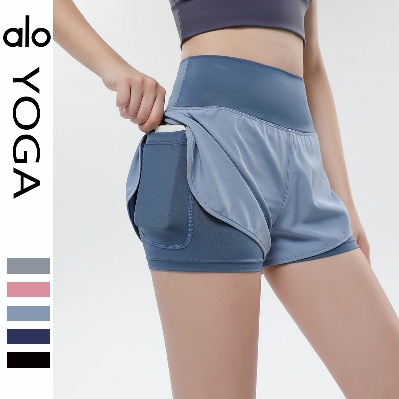 Alo shorts run blue-gray yoga