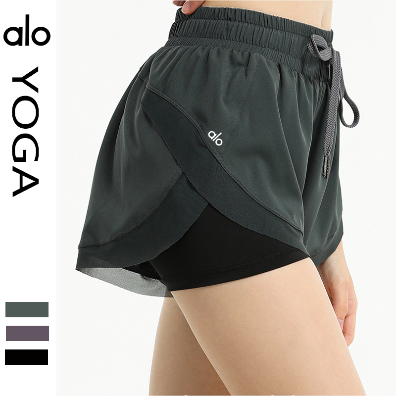 Alo shorts run black yoga