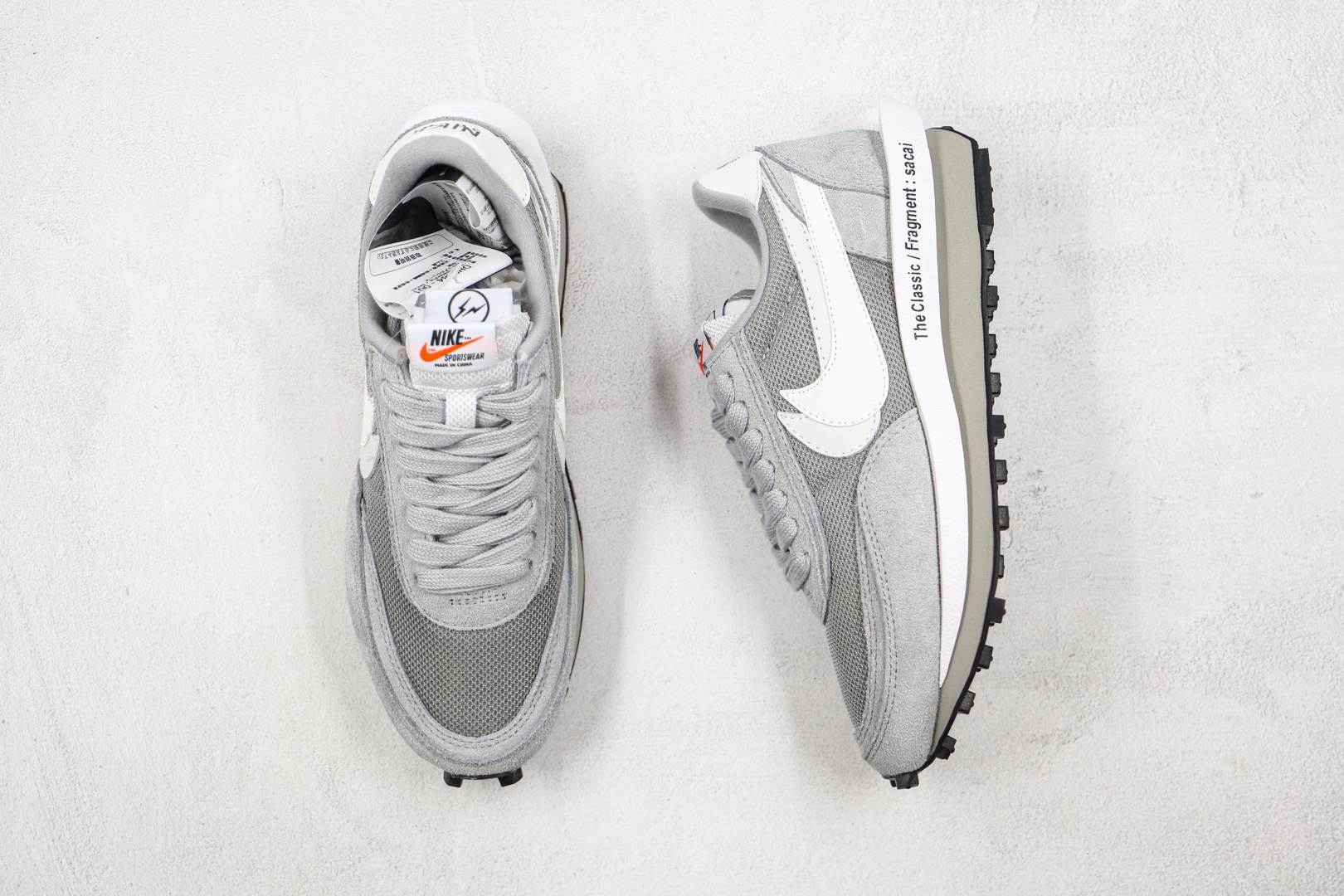 华夫2.0 华夫走秀鞋 牛津布 尼龙布 灰色 双钩 3M反光 平台特供 Sacai x Nike LDV Waffl 解构双底双勾双鞋舌华夫复古慢跑鞋 真标原盒 原底原面 正确细节