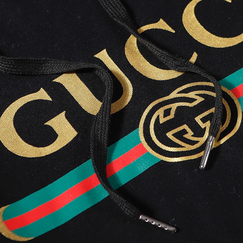 GUCCI 古驰20ss秋季新款狼头贴布刺绣情侣连帽卫衣