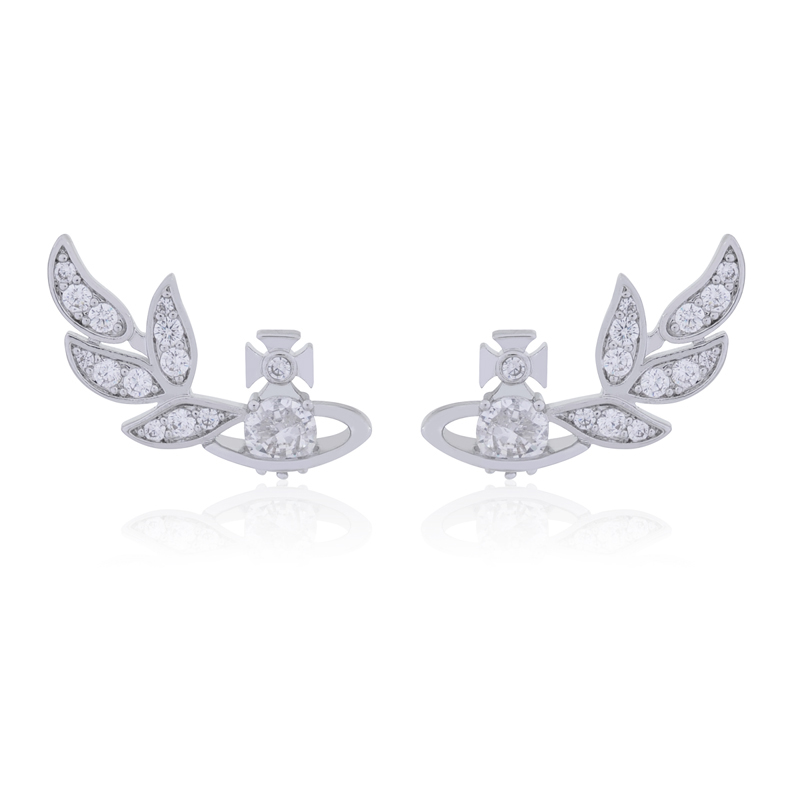 NO:103301,Queen Mother Citizens zircon Saturn earrings - symmetrical silver, Queen Mother Citizens studs19860909西太后麦穗锆石土星耳钉-对称银色,西太后耳钉,Jewelry