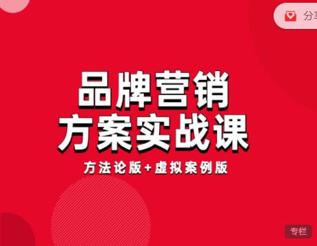 【19.9[红包]品牌营销方案实战课：8小时学会写
