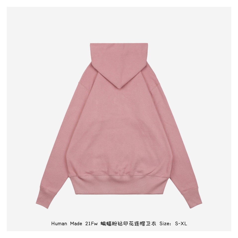 Human Made 21Fw Bat Pink Diamond Print Hooded Sweater Size Chart 130965