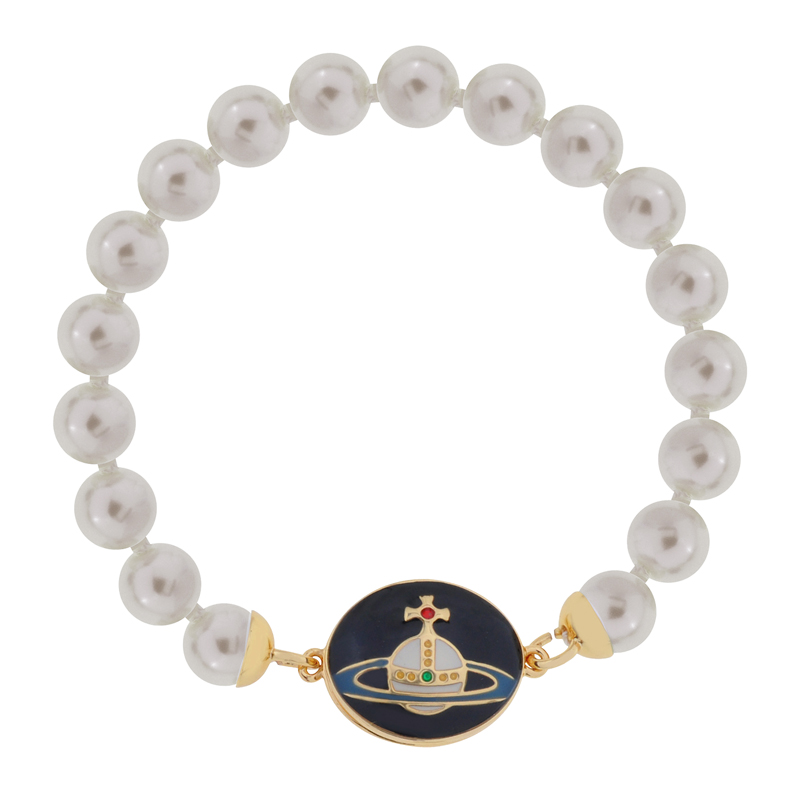 NO:103497,Queen Mother of the Cities, Enamel buckle, Iron-sucking stone pearl bracelet-gold, Queen Mother of the Cities, Bracelet19860909西太后 珐琅扣吸铁石珍珠手链-金黑,西太后手链,bracelet,Jewelry