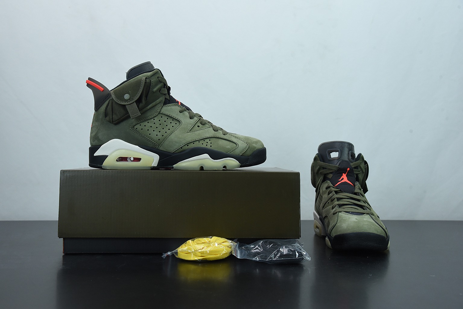 X00L6 纯原版 Air Jordan 6 x TS联名 AJ6 军绿夜光男子高帮篮球鞋 货号：CN1084-200