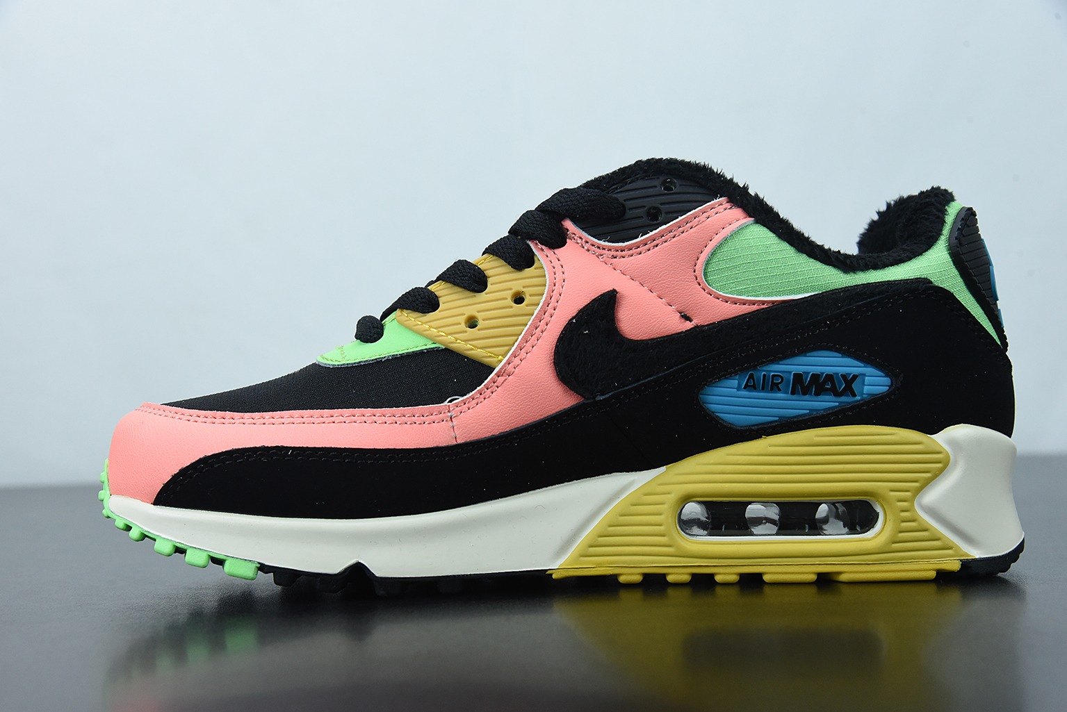 [Air Force Series]Nk Air Max 90 Color Patchwork Plus Velvet Classic Retro Smal