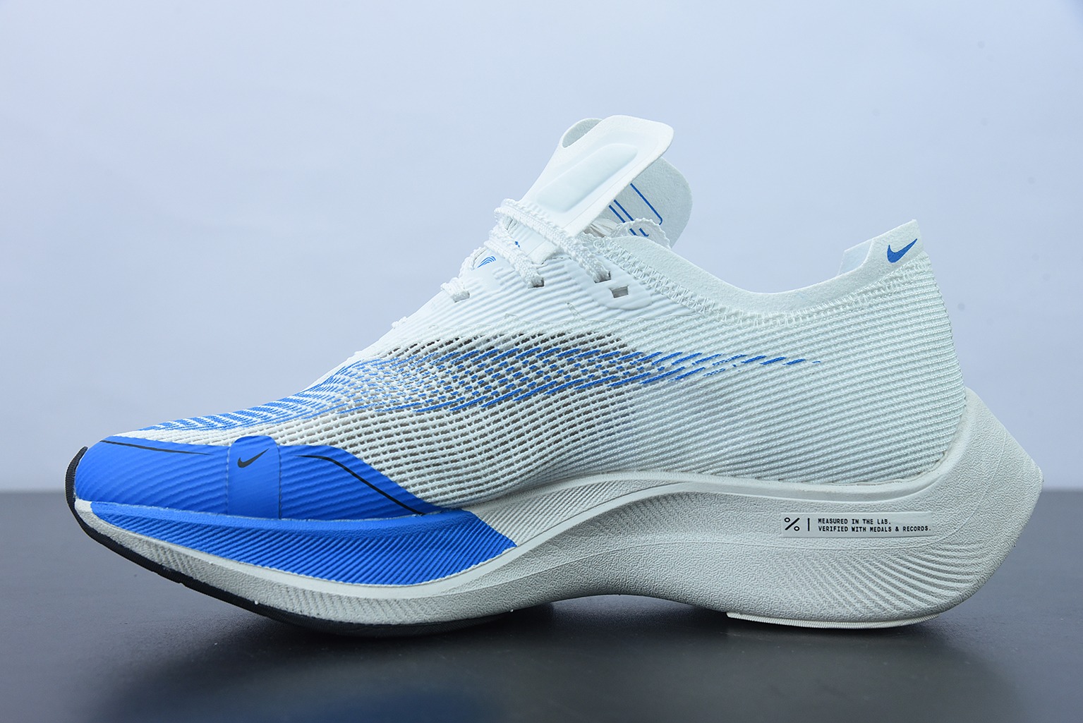 Nk ZoomX Vaporfly NEXT％ 2 马拉松针织面透气运动跑鞋 白蓝 CU4111-102