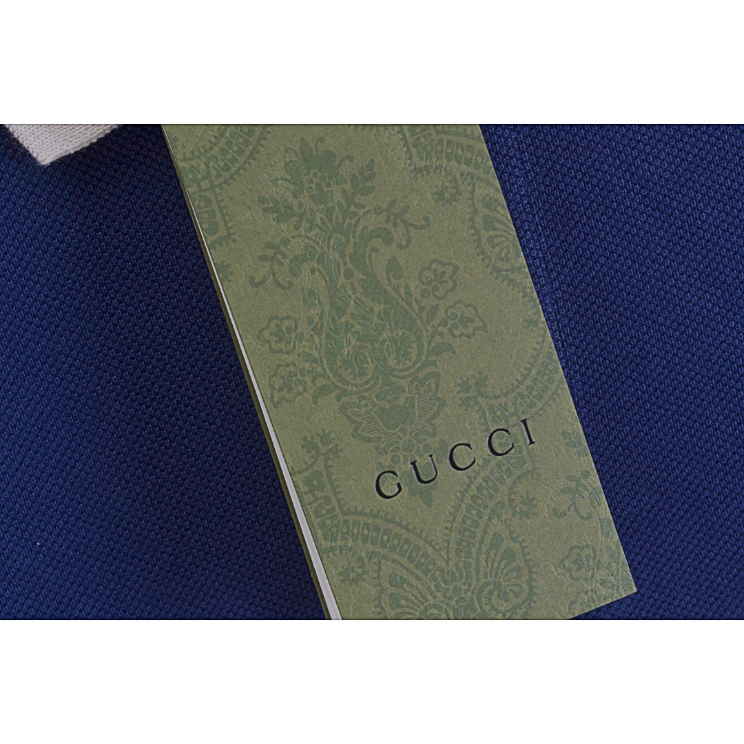 Gucci/古驰 21ss 拼色领口刺绣logoPolo衫短袖