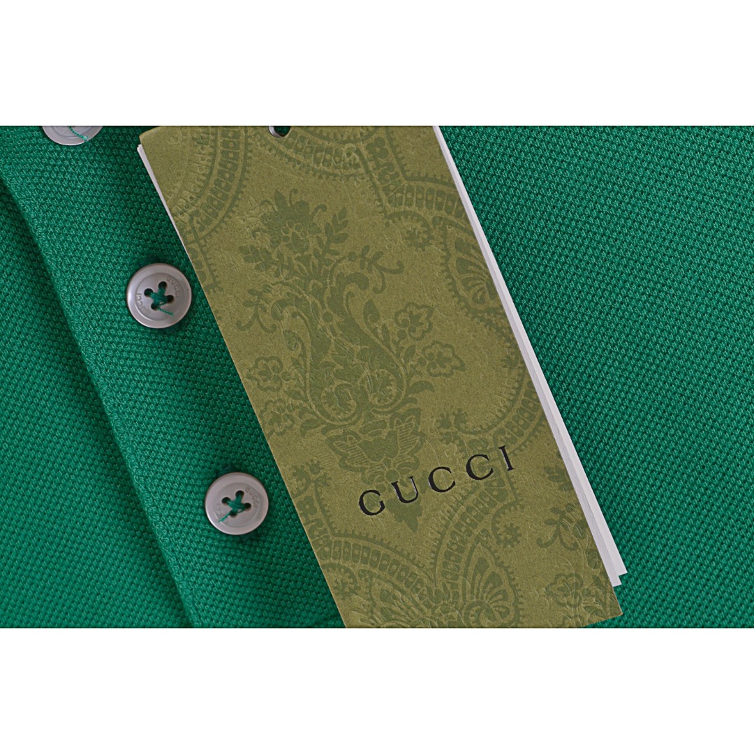 190 Gucci/古驰 21ss 拼色领口刺绣logoPolo衫短袖  55-88-560560517