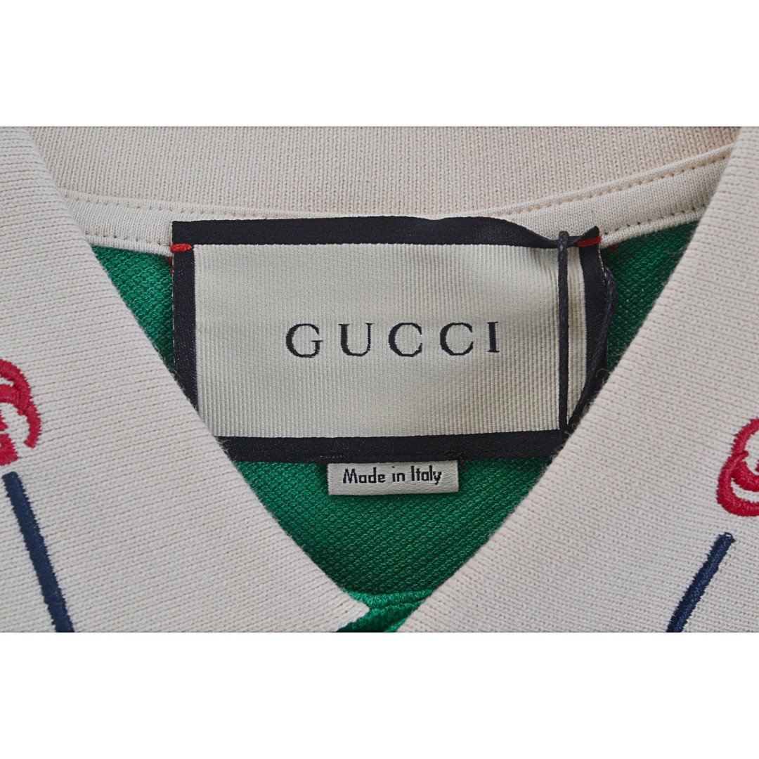 190 Gucci/古驰 21ss 拼色领口刺绣logoPolo衫短袖  55-88-560560517