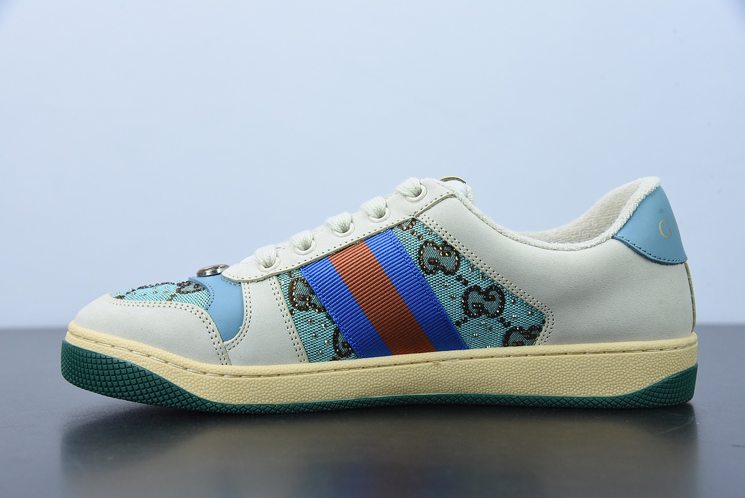 Gucci古驰小脏鞋系列 纯原绿盒 Distressed Screener sneaker 经典原型复古百搭做旧小脏板鞋
