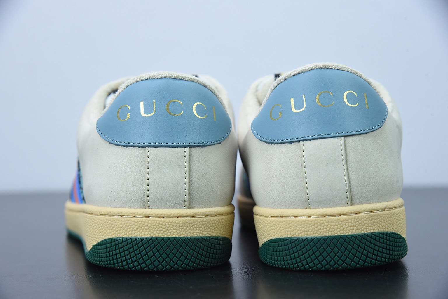 Gucci古驰小脏鞋系列 纯原绿盒 Distressed Screener sneaker 经典原型复古百搭做旧小脏板鞋