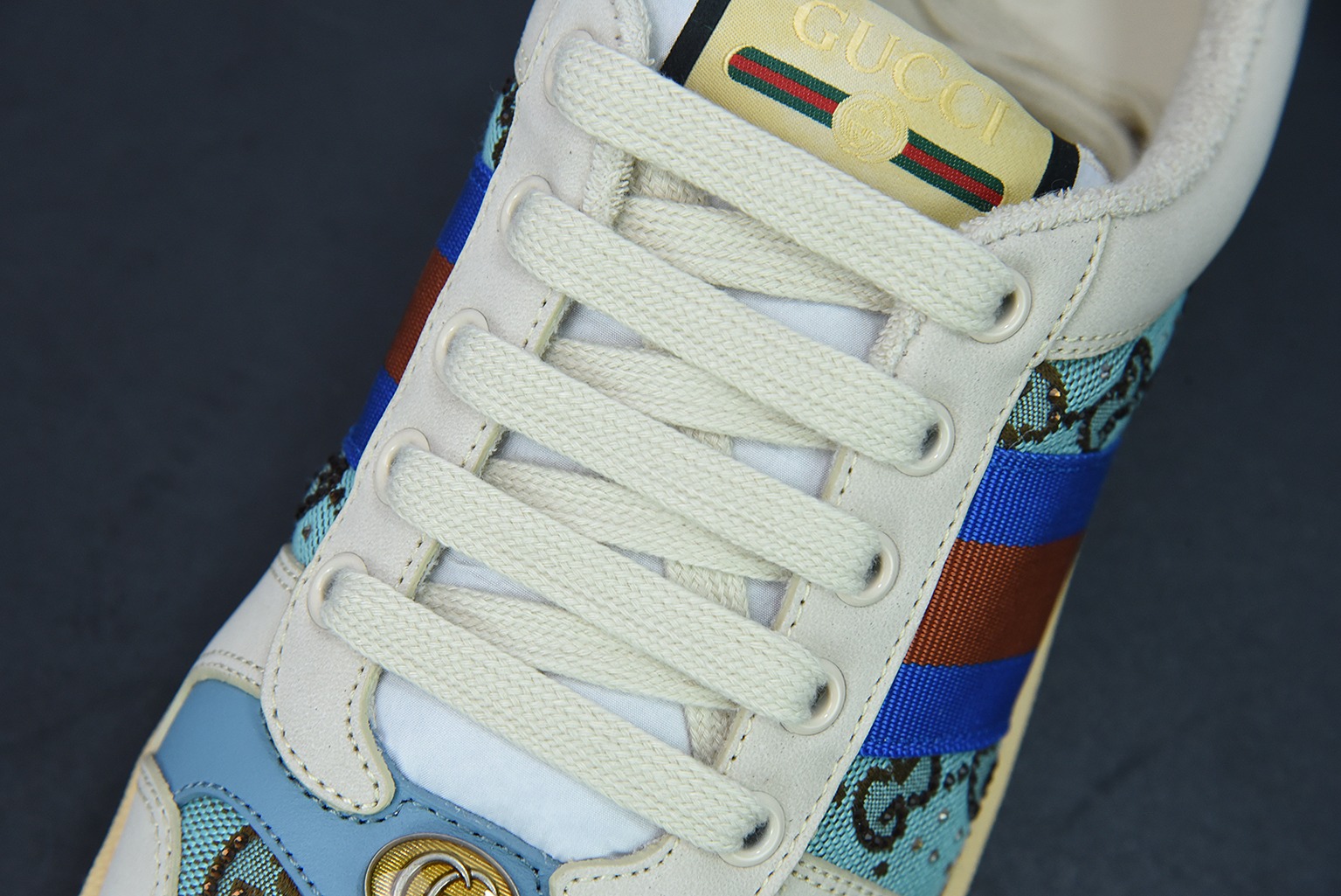 Gucci古驰小脏鞋系列 纯原绿盒 Distressed Screener sneaker 经典原型复古百搭做旧小脏板鞋