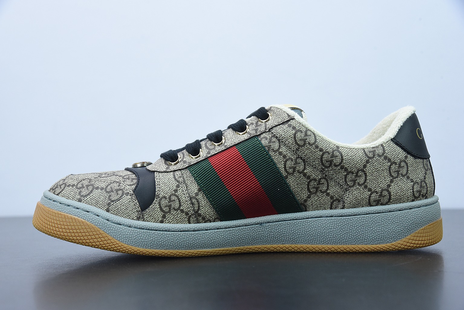 Gucci古驰小脏鞋系列 纯原绿盒 Distressed Screener sneaker 经典原型复古百搭做旧小脏板鞋