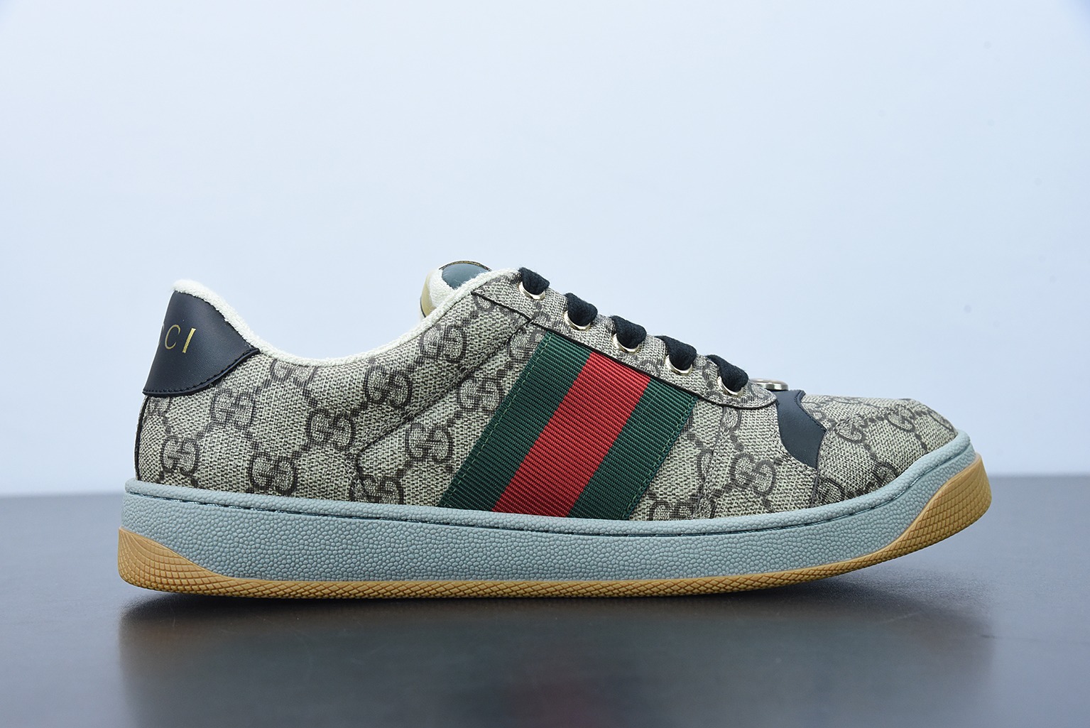 Gucci古驰小脏鞋系列 纯原绿盒 Distressed Screener sneaker 经典原型复古百搭做旧小脏板鞋