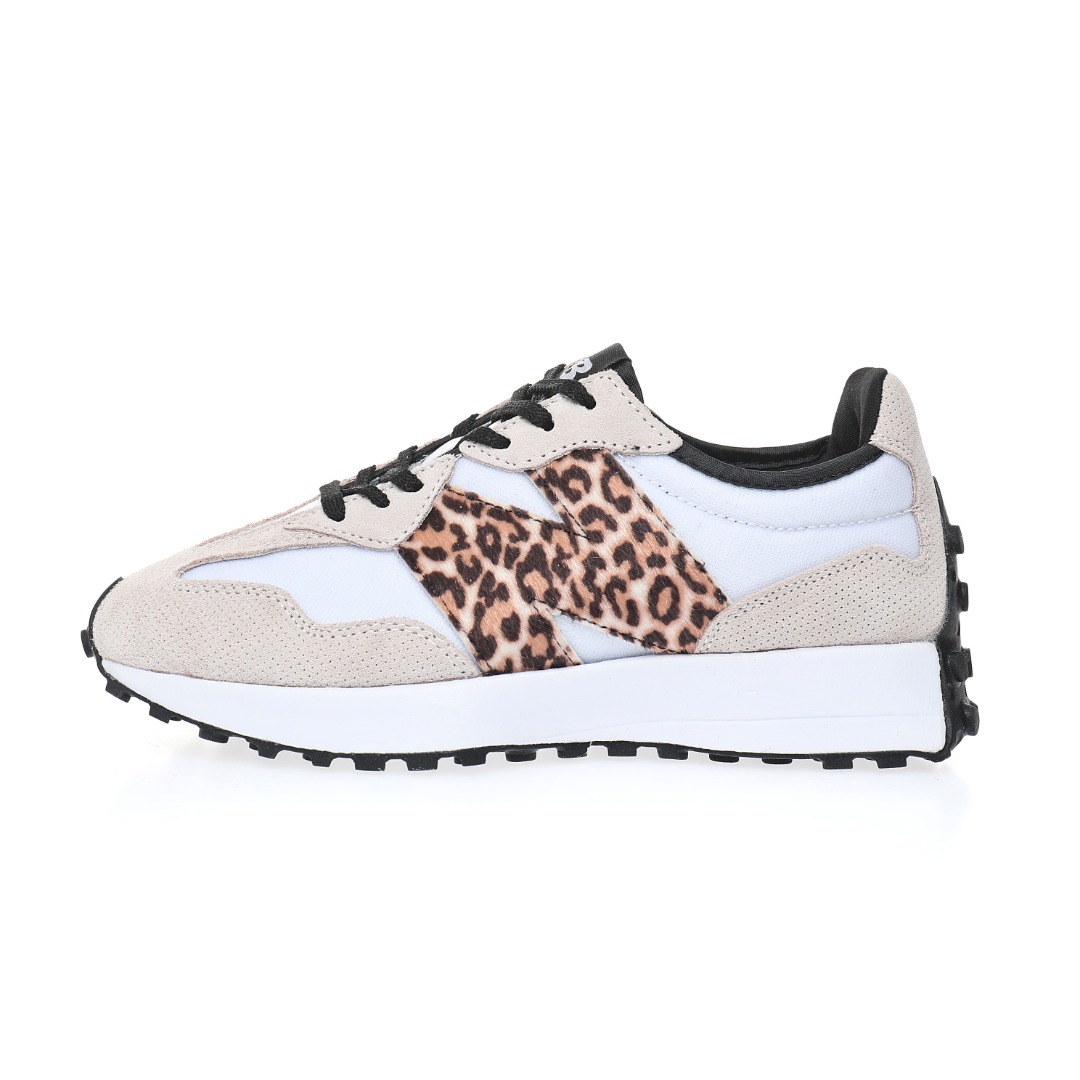 G5 NB新百伦New Balance MS327系列复古休闲运动慢跑鞋 MS327SD 浅灰白豹纹采用猪巴革麂皮及透气牛津布料拼接构成 区别市面翻毛皮错误版本中底高弹EVA发泡材质加持满丁防滑橡胶外底 上世纪 70 年代的意大利街头风格