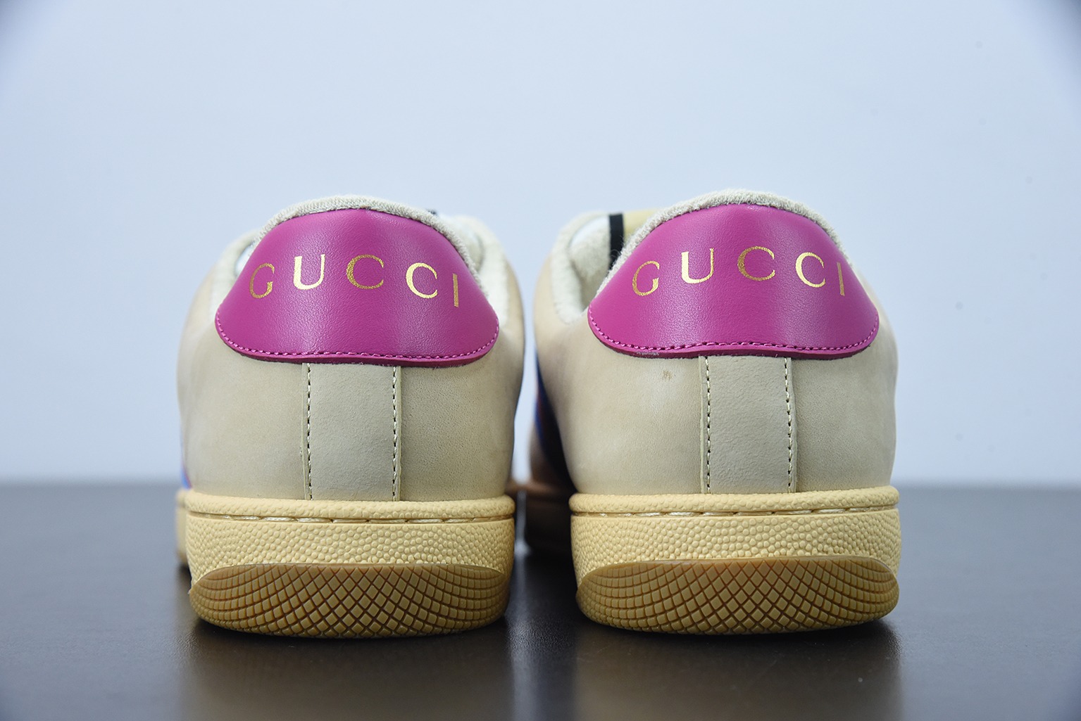 Gucci古驰小脏鞋系列 纯原绿盒 Distressed Screener sneaker 经典原型复古百搭做旧小脏板鞋
