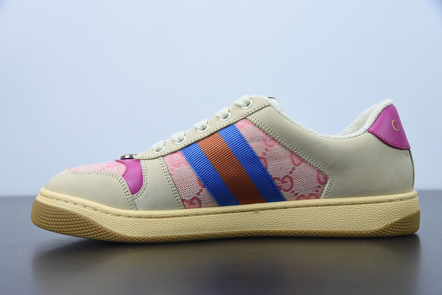 Gucci古驰小脏鞋系列 纯原绿盒 Distressed Screener sneaker 经典原型复古百搭做旧小脏板鞋