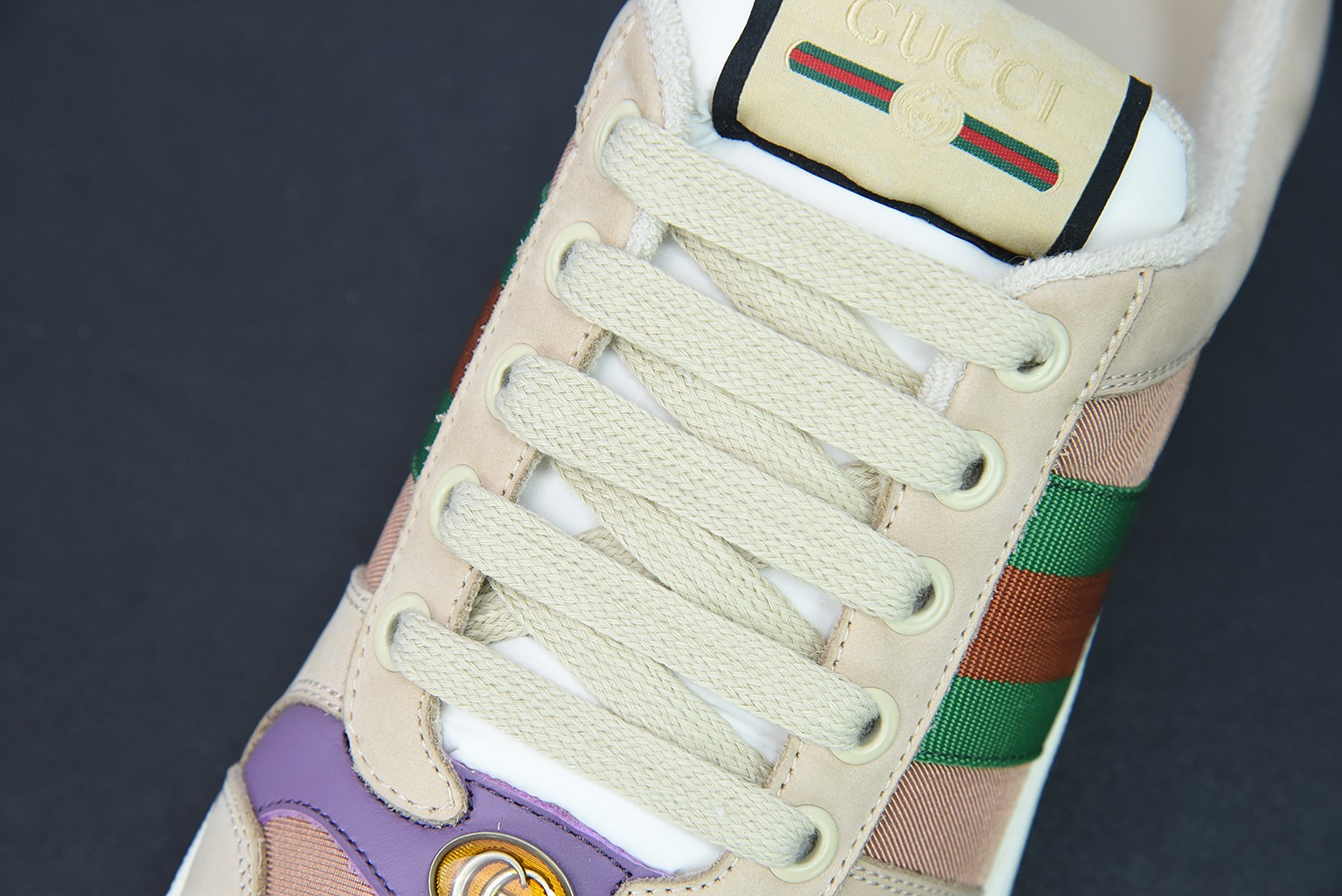 Gucci古驰小脏鞋系列 纯原绿盒 Distressed Screener sneaker 经典原型复古百搭做旧小脏板鞋