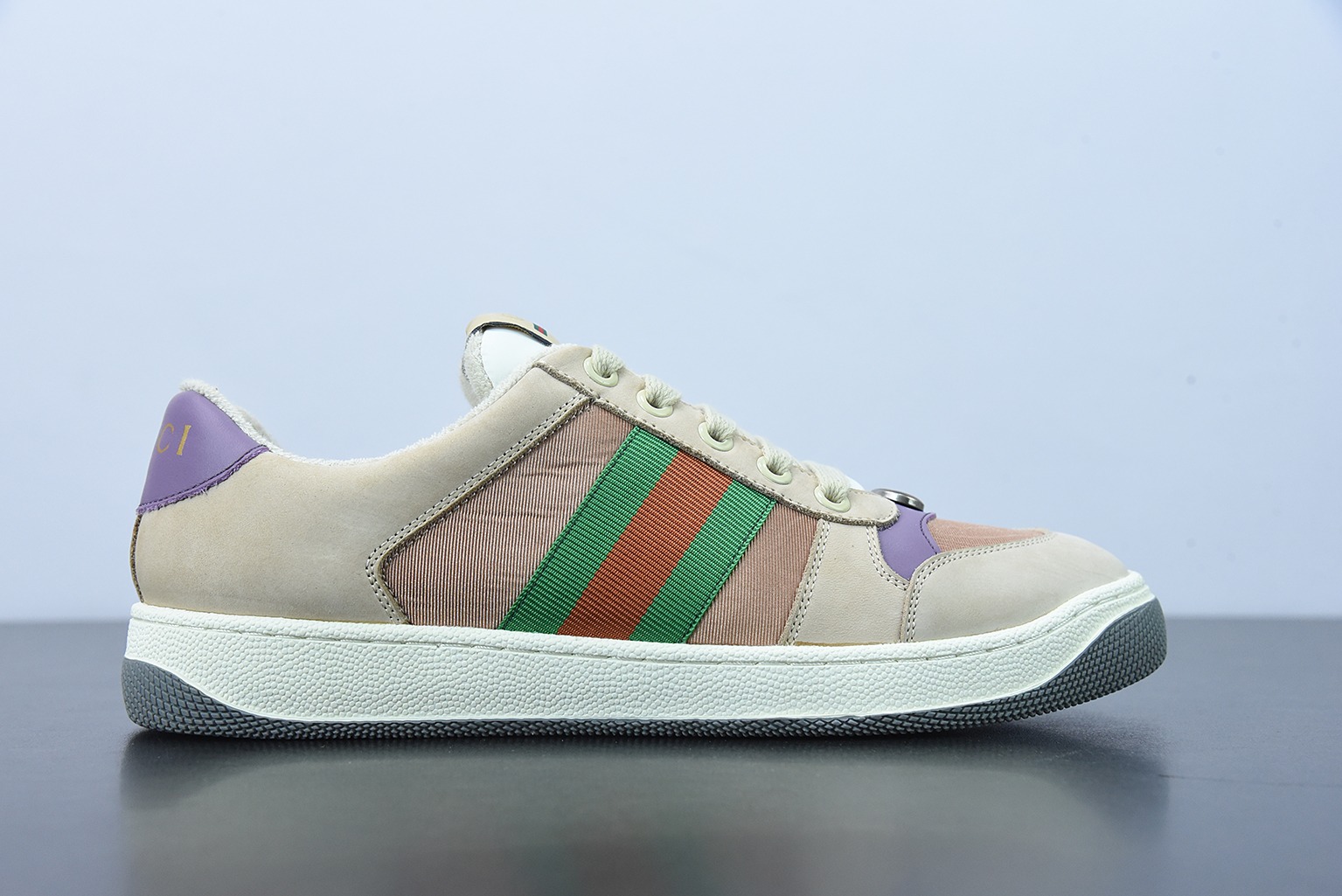 Gucci古驰小脏鞋系列 纯原绿盒 Distressed Screener sneaker 经典原型复古百搭做旧小脏板鞋