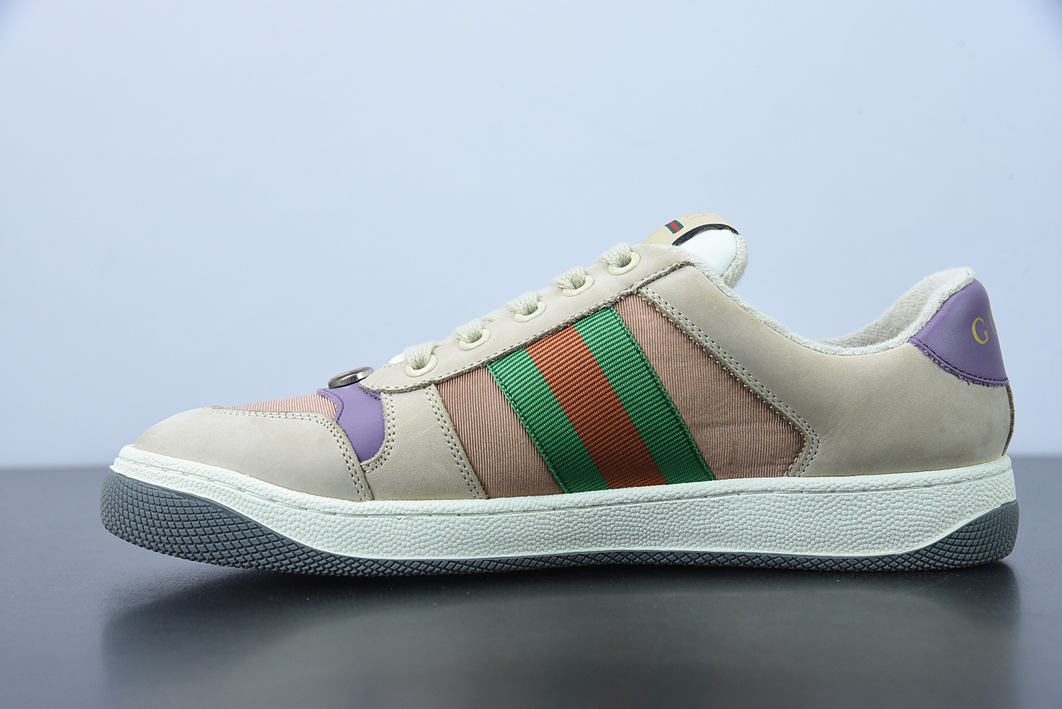 Gucci古驰小脏鞋系列 纯原绿盒 Distressed Screener sneaker 经典原型复古百搭做旧小脏板鞋