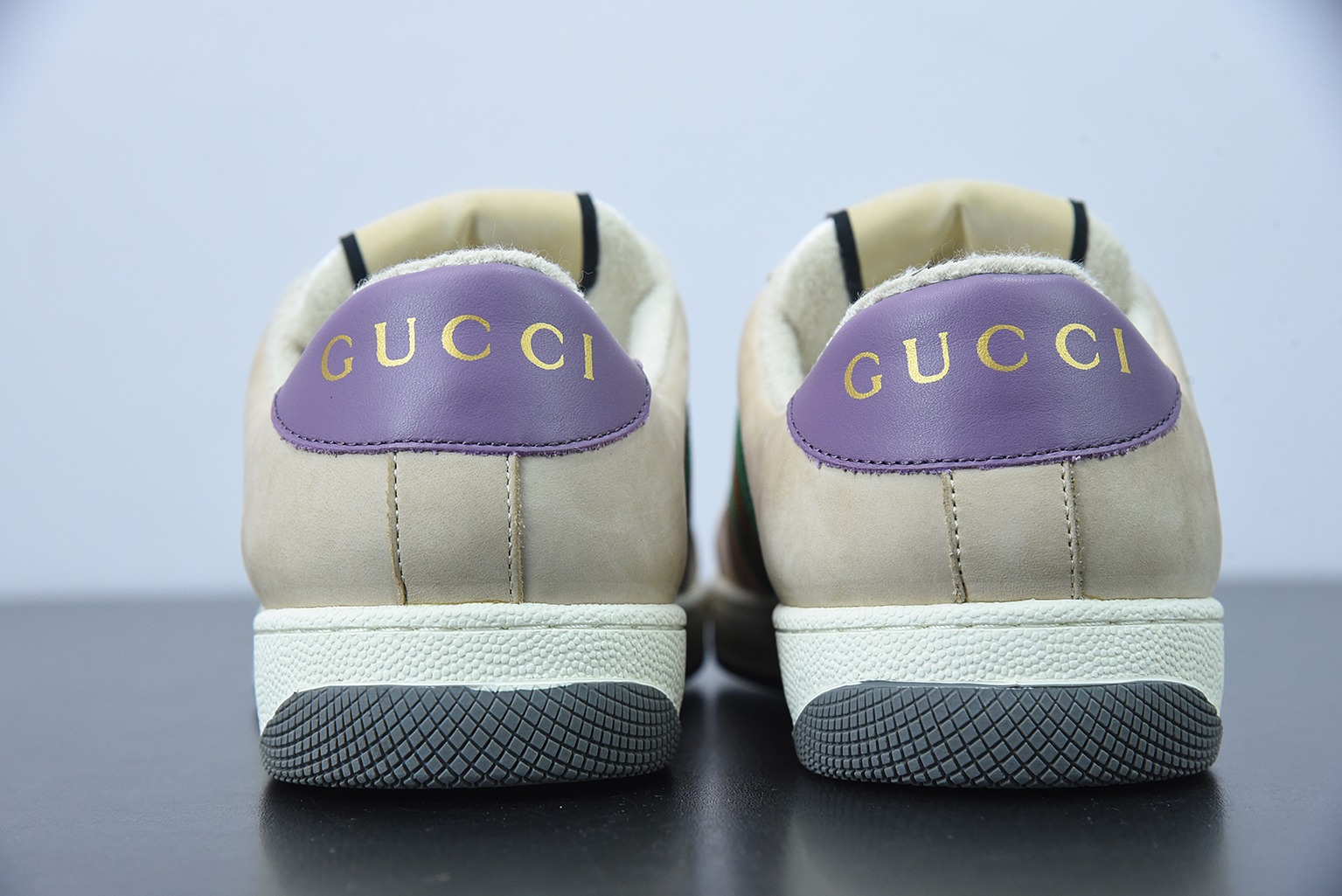 Gucci古驰小脏鞋系列 纯原绿盒 Distressed Screener sneaker 经典原型复古百搭做旧小脏板鞋