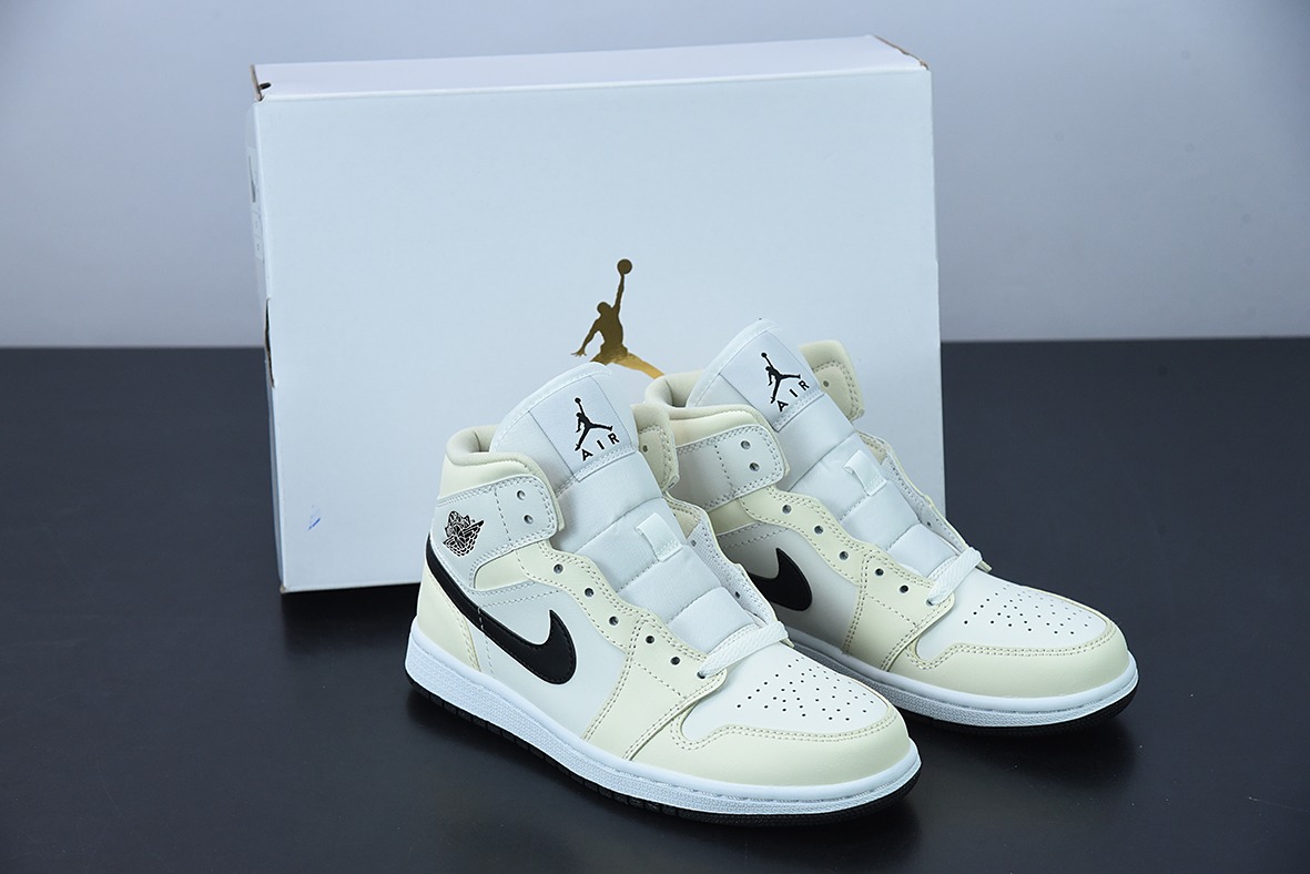 Air Jordan 1 Mid AJ1 乔1奶白椰奶 中邦篮球鞋 货号：BQ6472-121